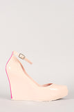 Bamboo Jelly Peep Toe Ankle Strap Wedge
