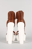 Wild Diva Lounge Two Tone Lug Sole Open Toe Heel
