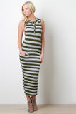 Striped Hooded Maxi Dress