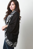 Plus Size Plaid Trim Dolman Cardigan