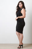 Plus Size Sleeveless Cocktail Draped Dress