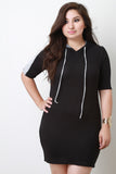 Stripe Sleeve Knit Hoodie Dress