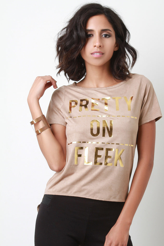 Pretty On Fleek Vegan Suede Slashed Back High Low Tee