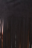 Suede Long Fringe Midi Skirt