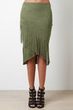 Tulip Fringe Tier Vegan Suede Skirt