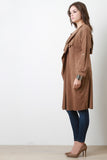 Suede Draping Open Front Longline Cardigan