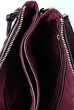 Triple Zip Vegan Leather Crossbody Bag