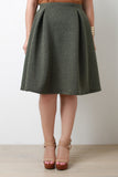 Marl Neoprene Pleated Midi Skirt