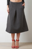 Striped Scuba A-Line Midi Skirt