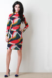 Multi-Color Corset Lace Back Mock Neck Dress