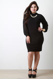 Sheer Sleeves Necklace Cocktail Dress